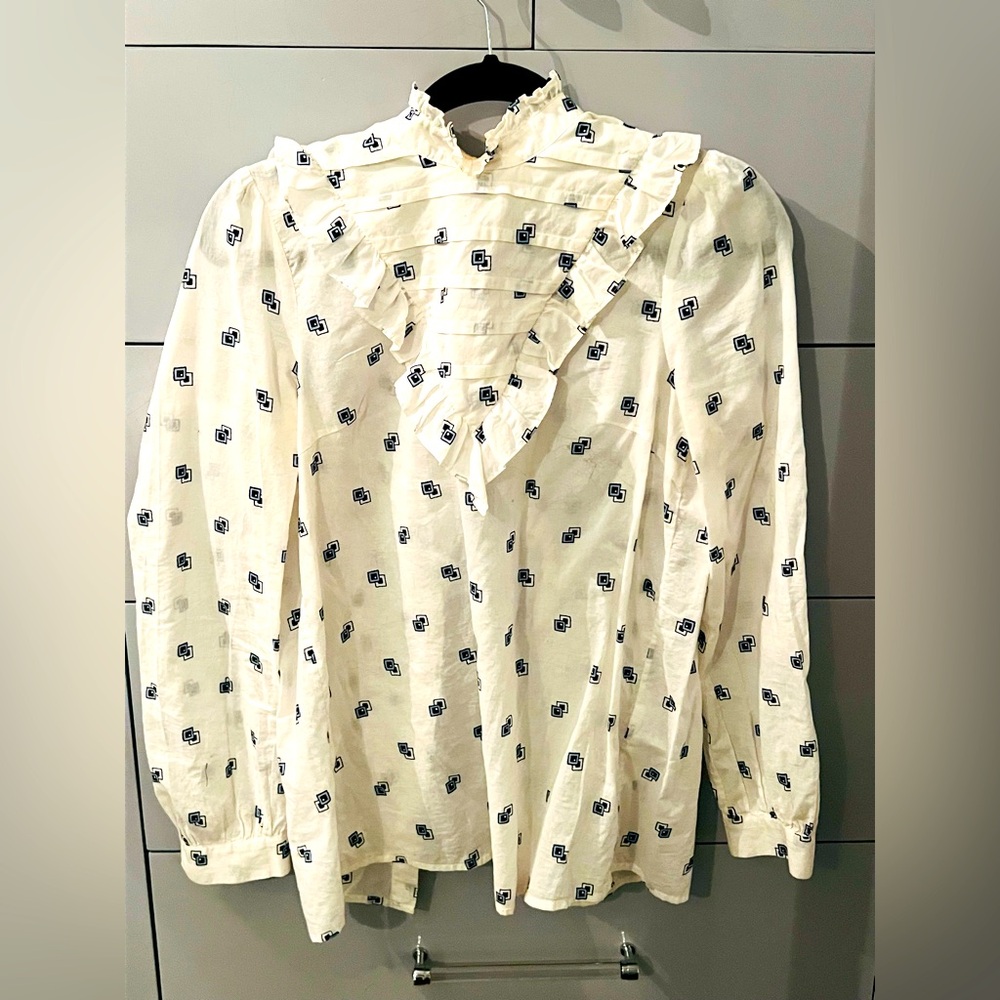 VINTAGE RUFFLED HIGH NECK BLOUSE